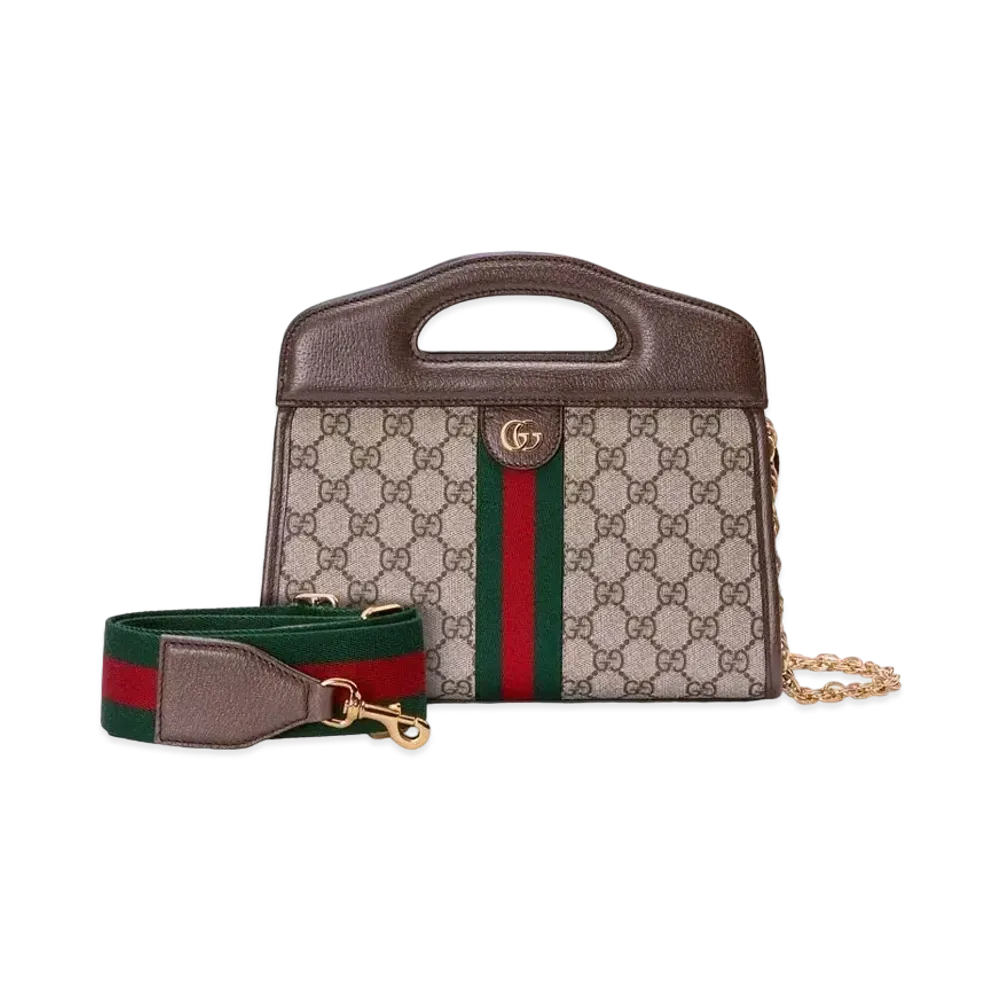 GUCCI Ophidia Web Striped Small Tote Bag "Beige/Ebony"
