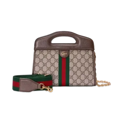 GUCCI Ophidia Web Striped Small Tote Bag "Beige/Ebony"