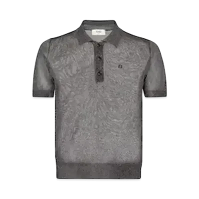 FENDI Men's Metallic Yarn Polo Shirt "Black"