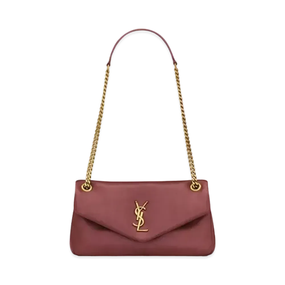 Saint Laurent Calypso in Plunged Lambskin "Rouge Merlot"