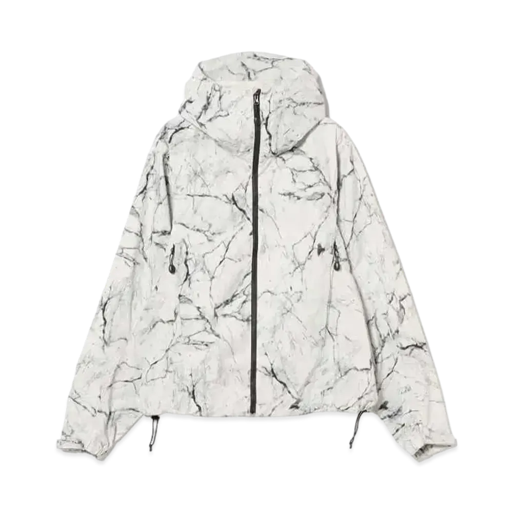 BEAMS Water Repellent Allover Print Zip-Up Hoodie "White"