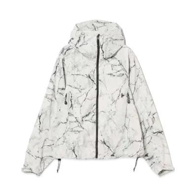 BEAMS Water Repellent Allover Print Zip-Up Hoodie "White"