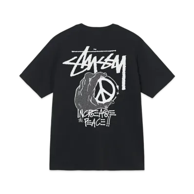 Stussy PEACE HAND PIGMENT DYED TEE "Black"