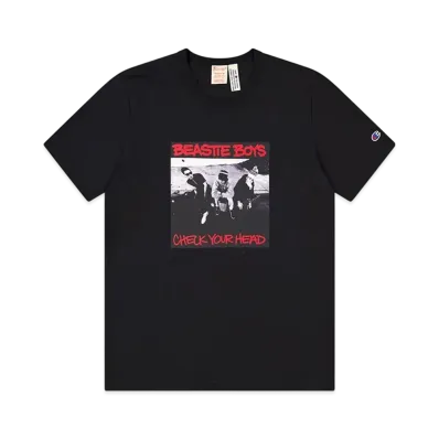 Champion x Beastie Athletic Jersey Combed Check Your Head Crewneck T-Shirt "Black"