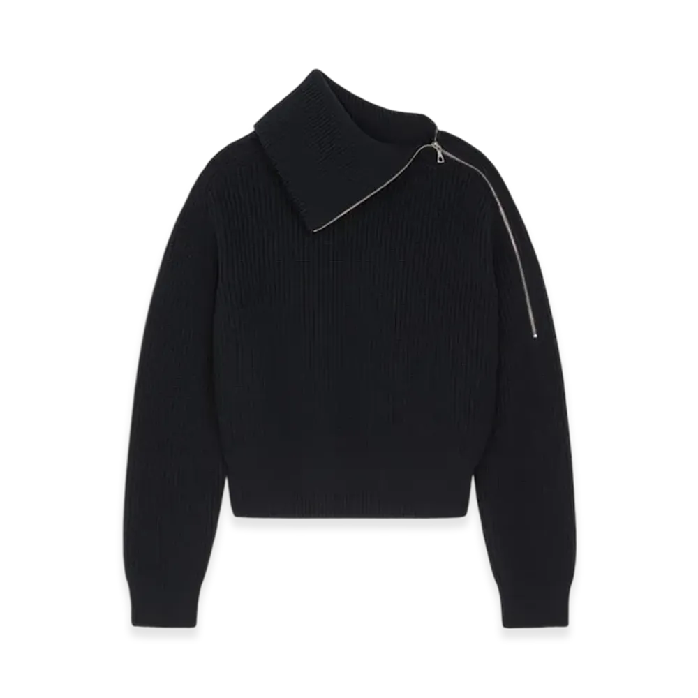 DRIES VAN NOTEN Women's Zipped Wool Sweater "Black"