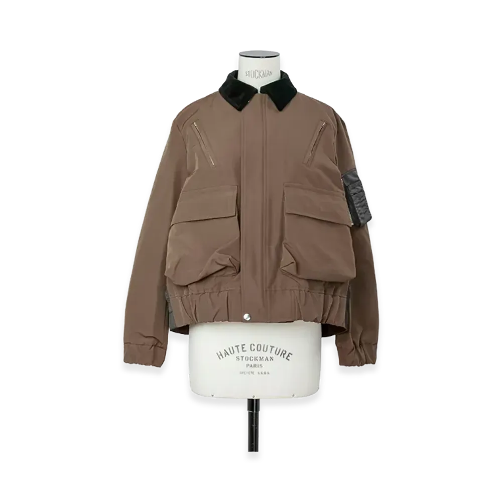 sacai Women's Grosgrain Blouson "Brown/Dark Khaki"