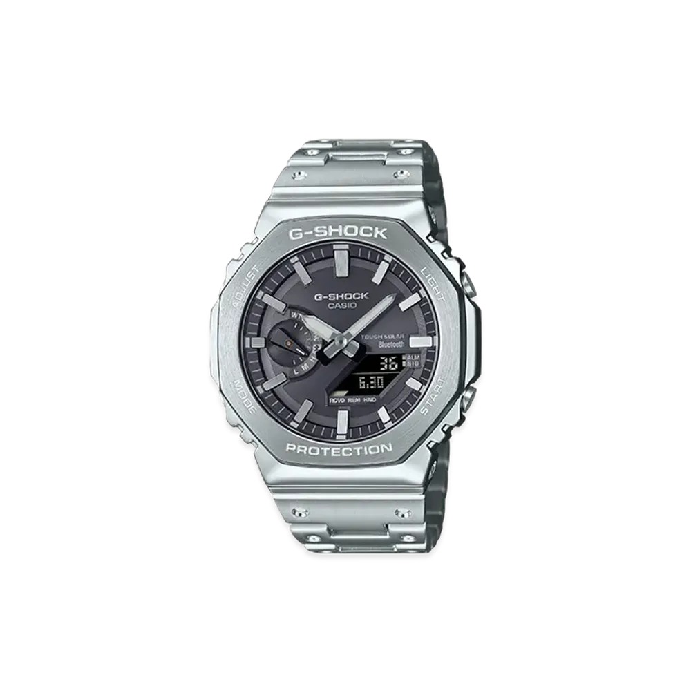 Casio G-Shock 2100 Series Mobile Link Analog-Digi Solar M Watch "Silver"