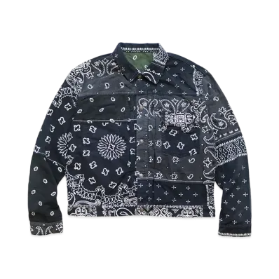 KAPITAL NER REVERSIBLE BANDANA 1ST JACKET "Black Khaki"