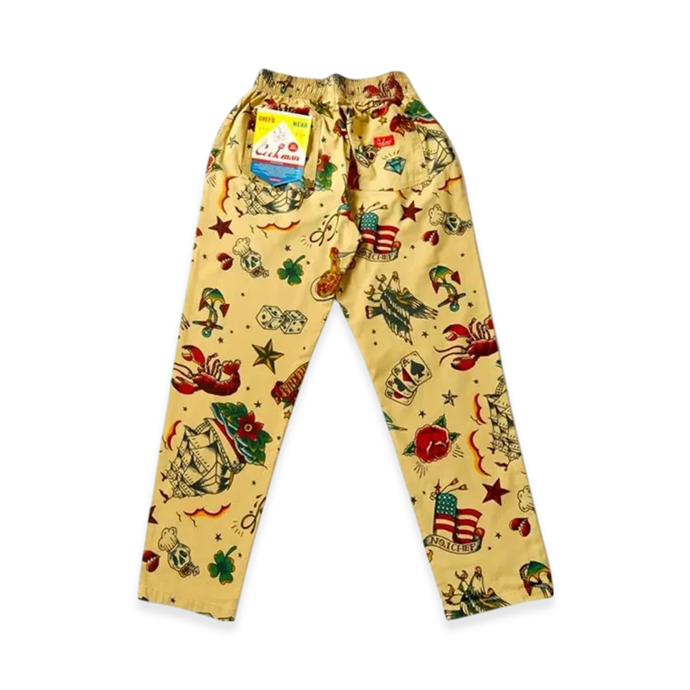 COOKMAN Chef Pants "Old Tattoo/Beige"