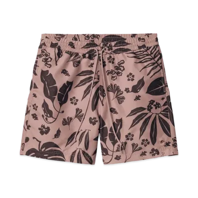 Carhartt WIP Slater Swim Trunks "Woodblock Print Glassy Pink"