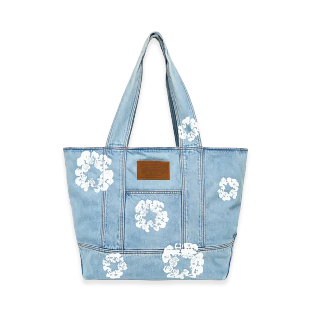 DENIM TEARS Cotton Wreath Light Wash Denim Tote Bag "Light Wash"