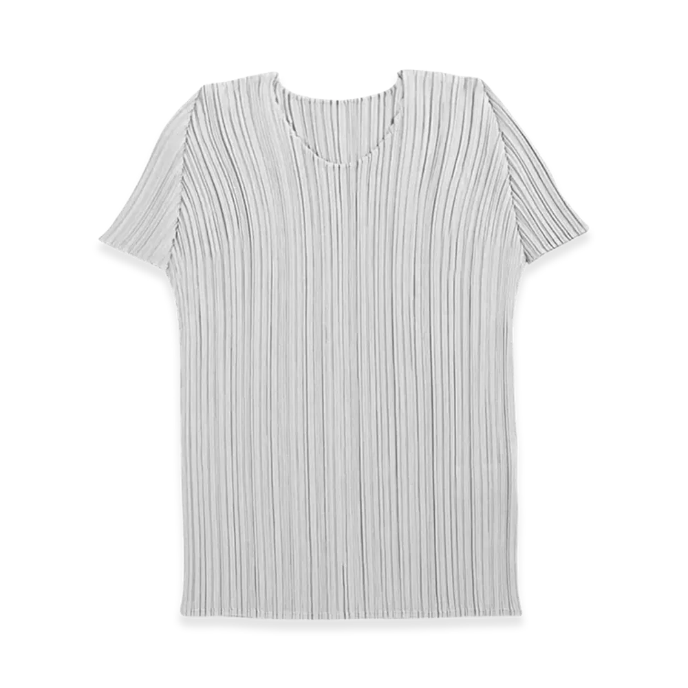 PLEATS PLEASE ISSEY MIYAKE Women's Short Sleeve Top "Cool Gray"