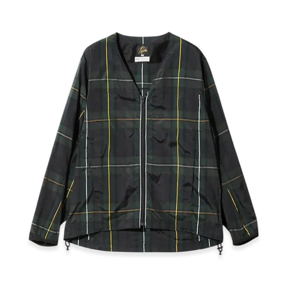 NEEDLES W.U. V Neck Jacket - Polyester Tartan Plaid "Green"