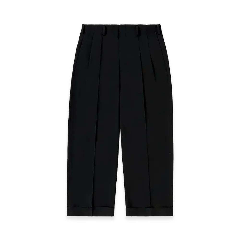 A.PRESSE Wool Rayon Wide Trousers "Navy"