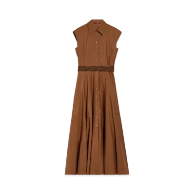 Max Mara Ampex Pure Cotton Shirt Dress "Tobacco Brown"