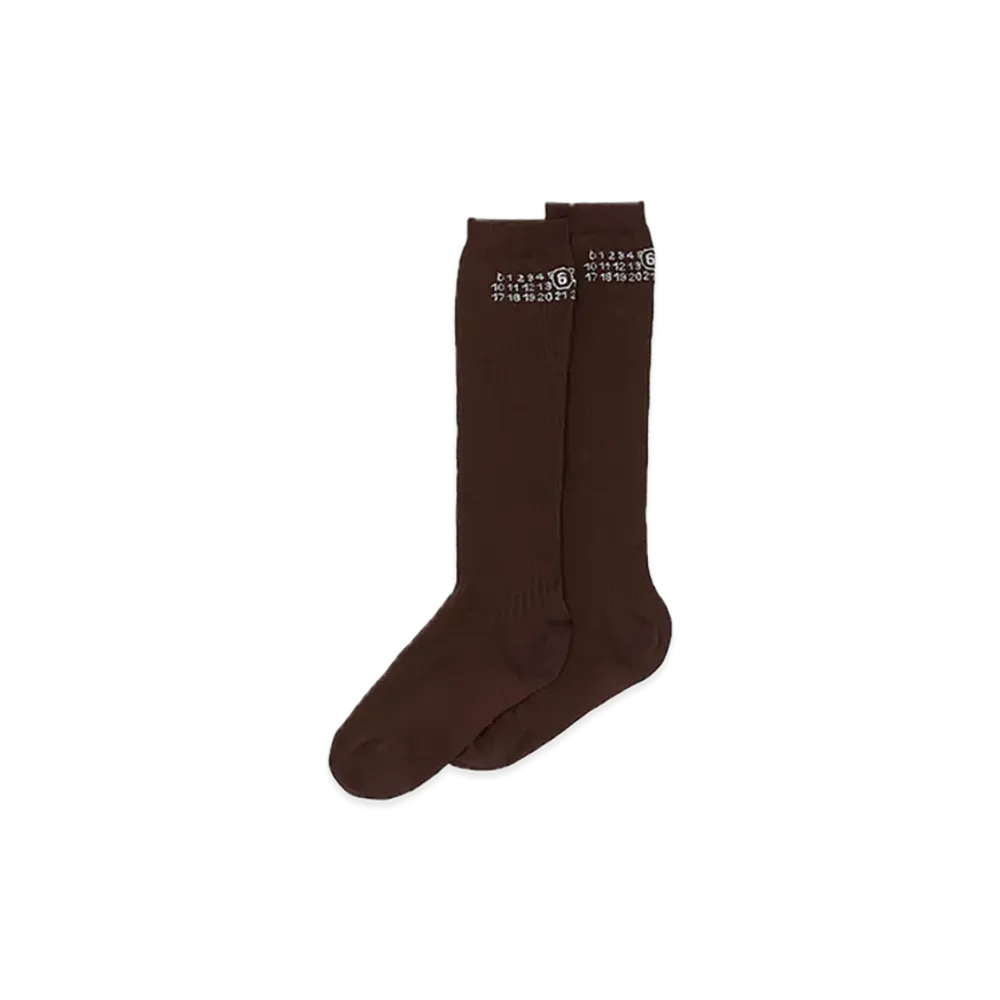 MM6 Maison Margiela Numeric Rib Socks "Coffee Brown"