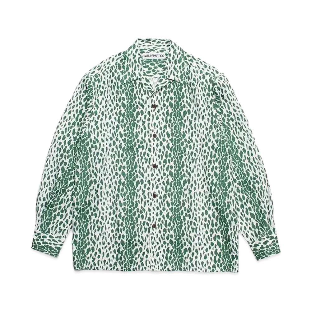 WACKO MARIA Leopard Open Collar Shirt "Green"