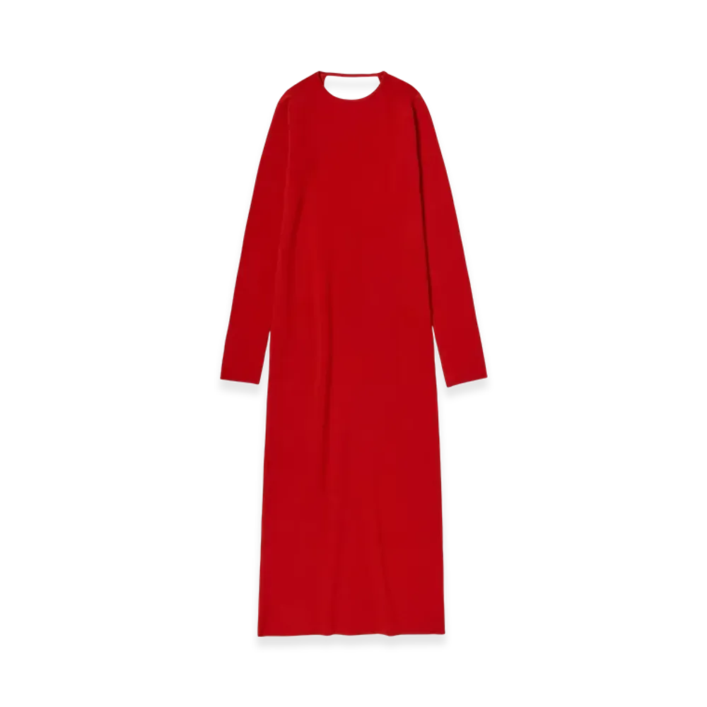 AURALEE Wool Stretch Double Face Knit Dress "Red"