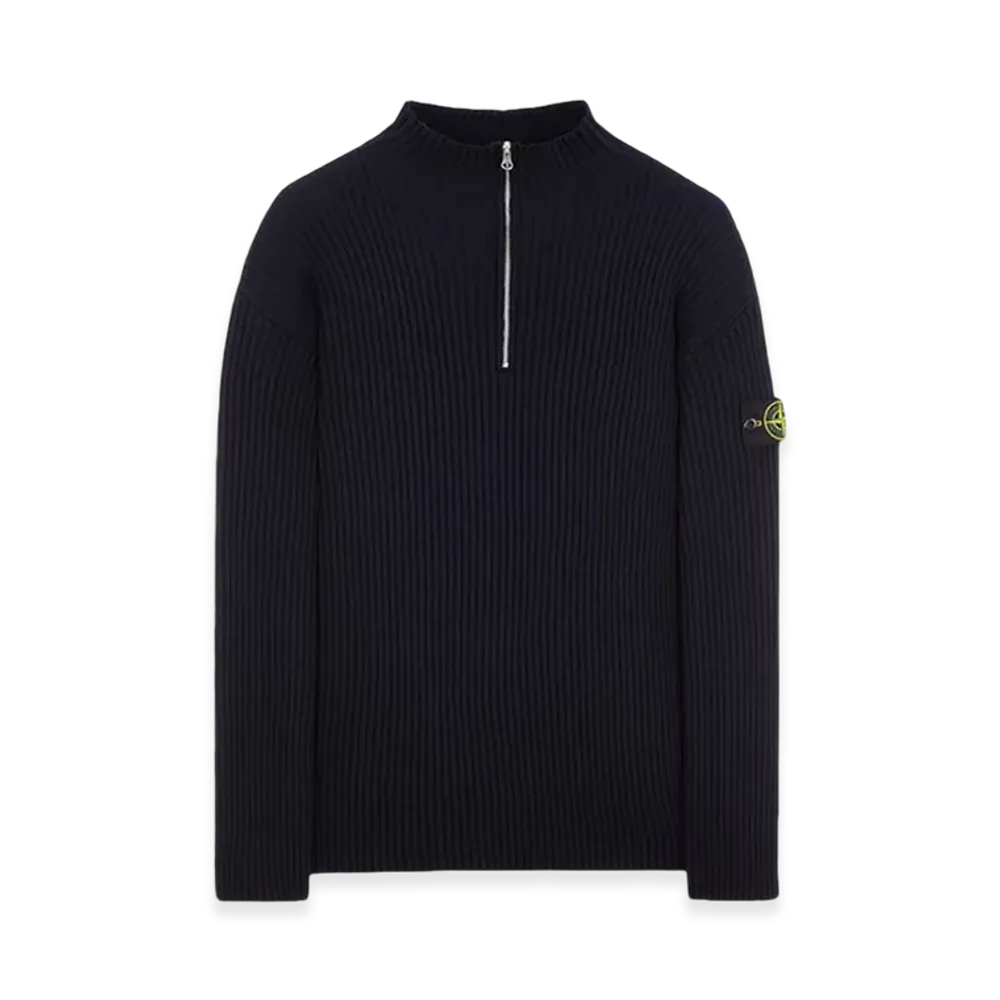 Stone Island 516C2 Full-Rib Wool Half Zip Up Knit - 23FW "Navy Blue"