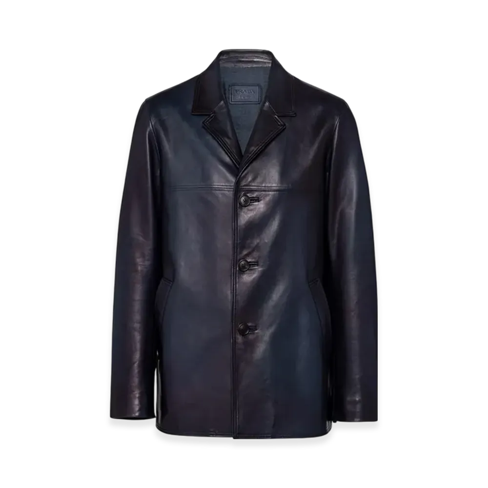 PRADA Nappa Leather Caban Jacket "Baltic Blue"