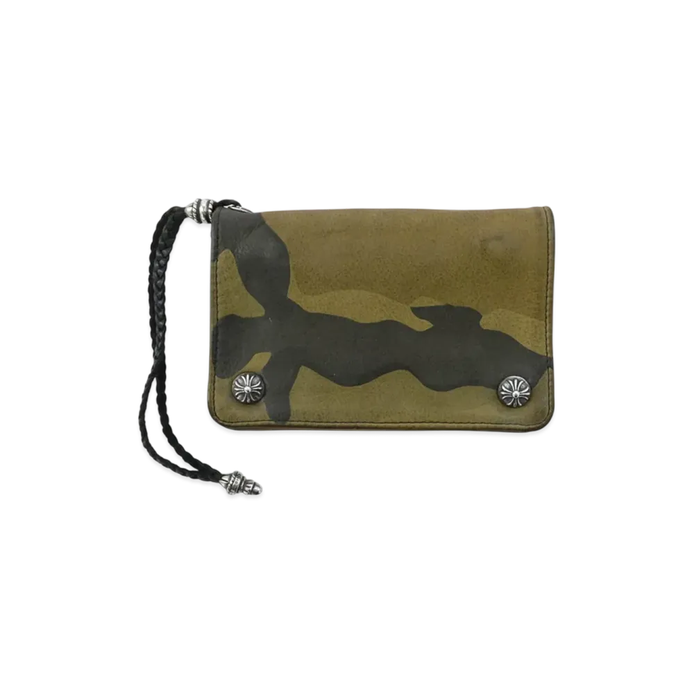 Chrome Hearts 2 Zip Leather Strap Camo Wallet "Khaki"