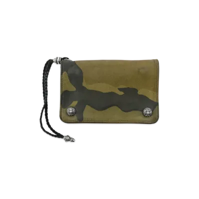 Chrome Hearts 2 Zip Leather Strap Camo Wallet "Khaki"