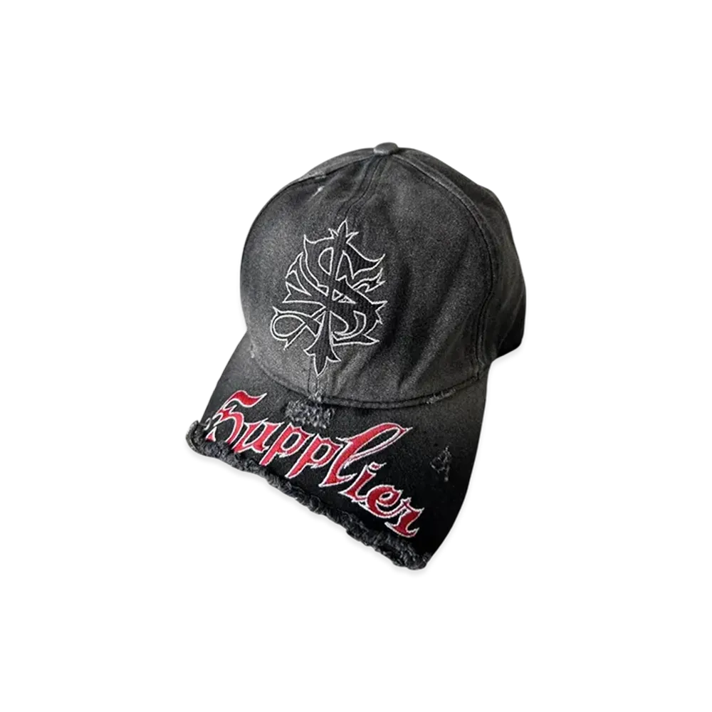 SUPPLIER Ripped Brim 6 Panel Cap "Black"