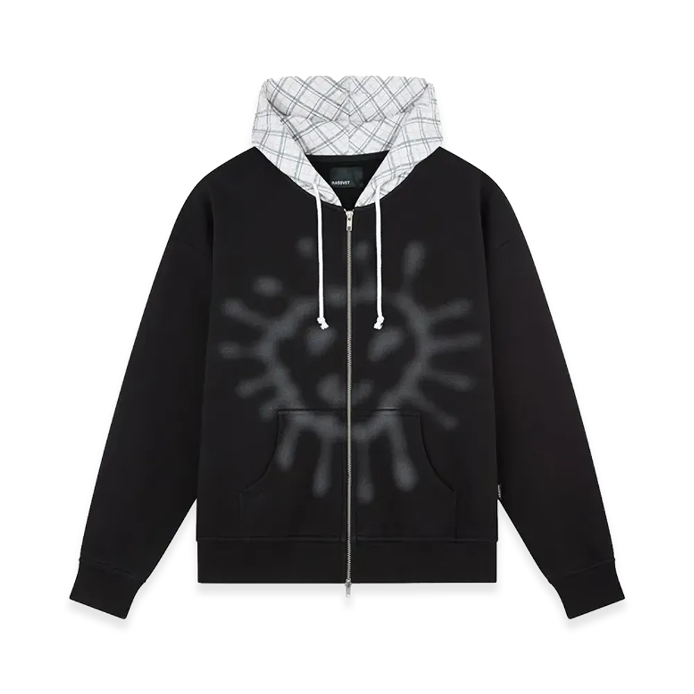 RASSVET Sun Faded Zip Hoodie "Black"