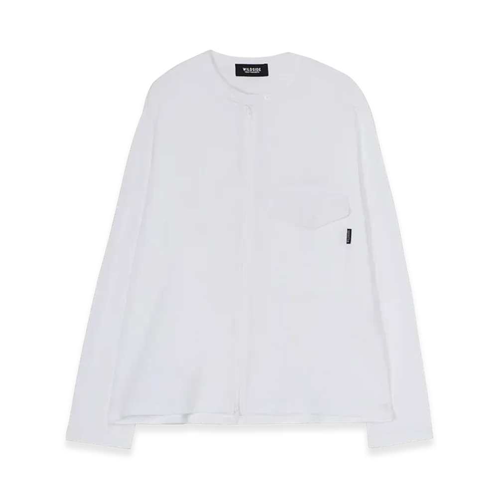 WILDSIDE YOHJI YAMAMOTO Cotton Jersey Full Zip Long Sleeve T-Shirt "White"