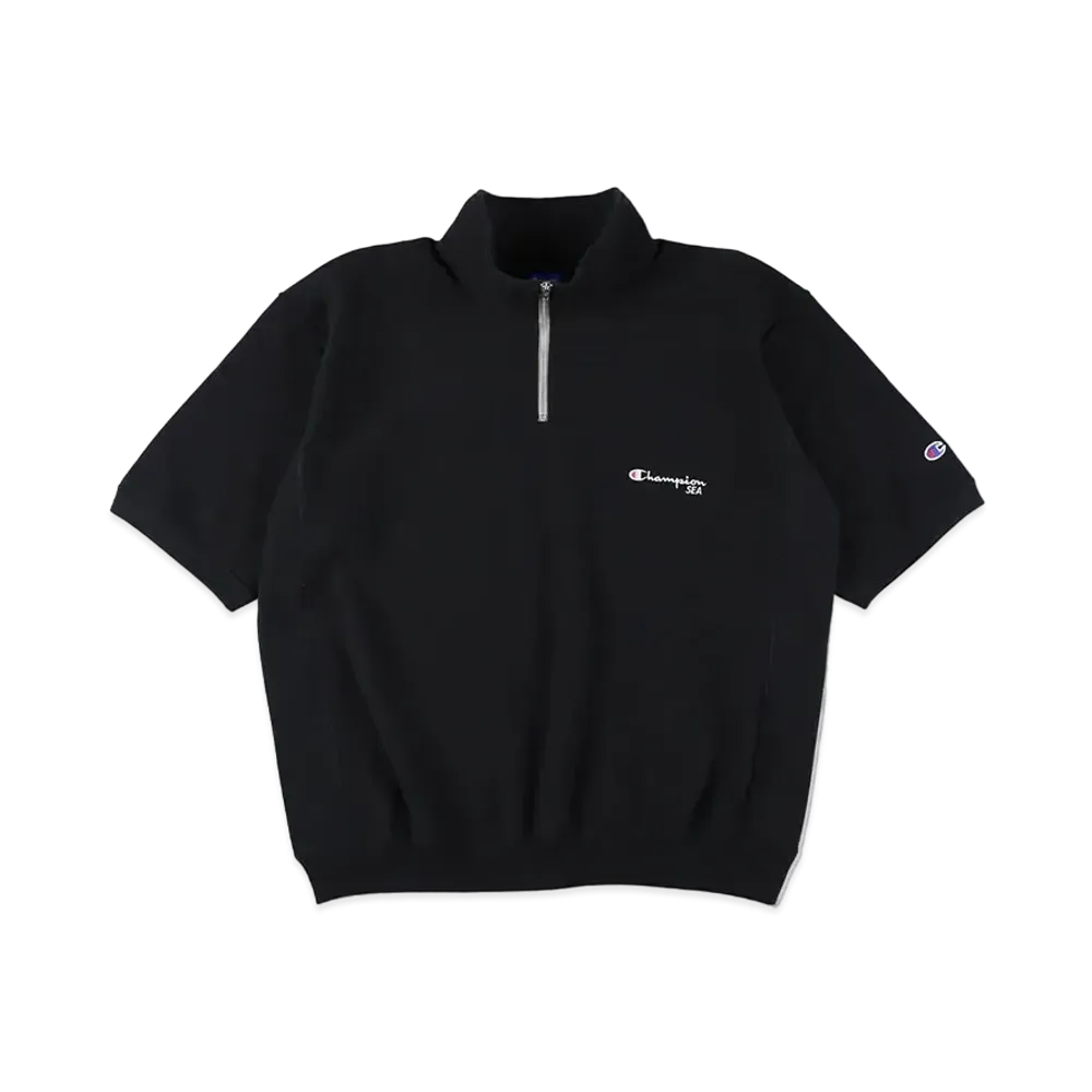 WIND AND SEA x Champion Reverse Weave(R) S/S Half Zip Sweatshirt "Midnight Black"