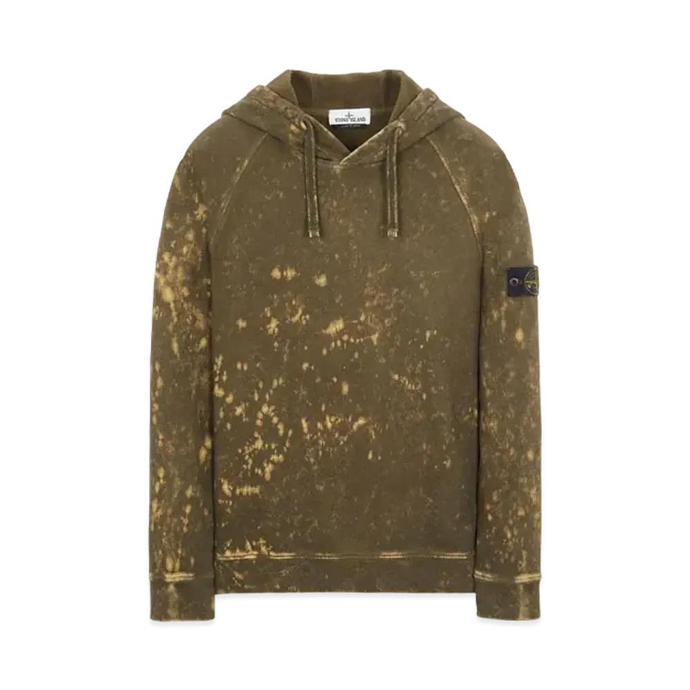 Stone Island 61338 COTTON FLEECE + OFF-DYE OVD TREATMENT "Dark Green Brown"