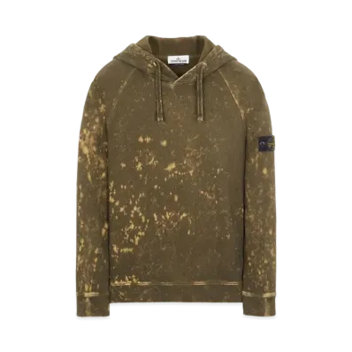 Stone Island 61338 COTTON FLEECE + OFF-DYE OVD TREATMENT "Dark Green Brown"