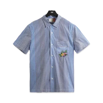 Kith Variegated Striped Poplin Thompson Camp Collar Shirt "Current"