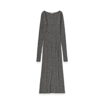 AURALEE Women's Cashmere Nep Knit Dress "Mix Gray"