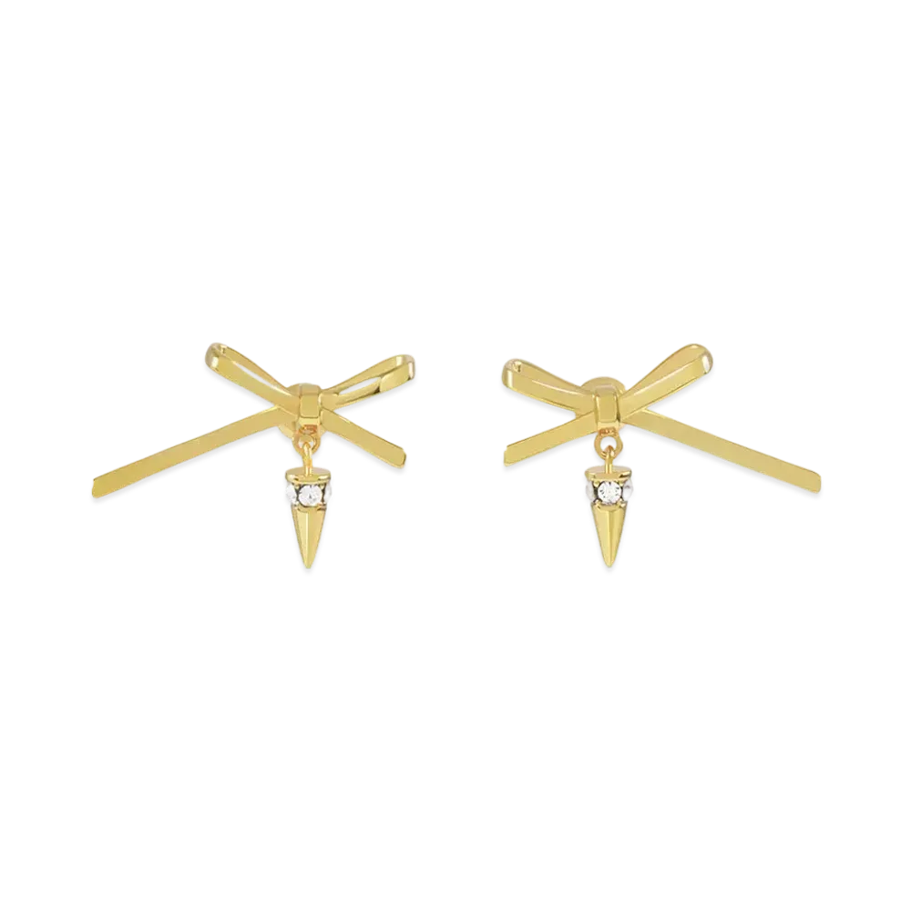 WE11DONE Bow Spike Drop Earrings "Gold"
