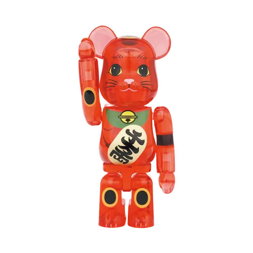 Bearbrick Maneki Neko Plum transparent 100%