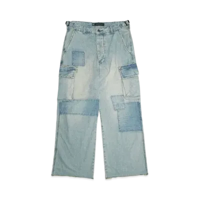 A GOOD BAD INFLUENCE Repaired Denim Cargo Pants "INDIGO(BLUE)"