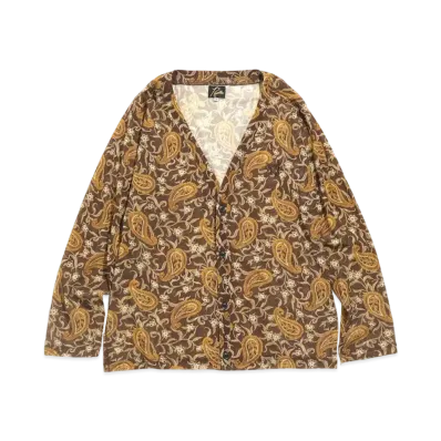 Needles V NECK CARDIGAN - POLY MESH / PAISLEY PT. "Brown"