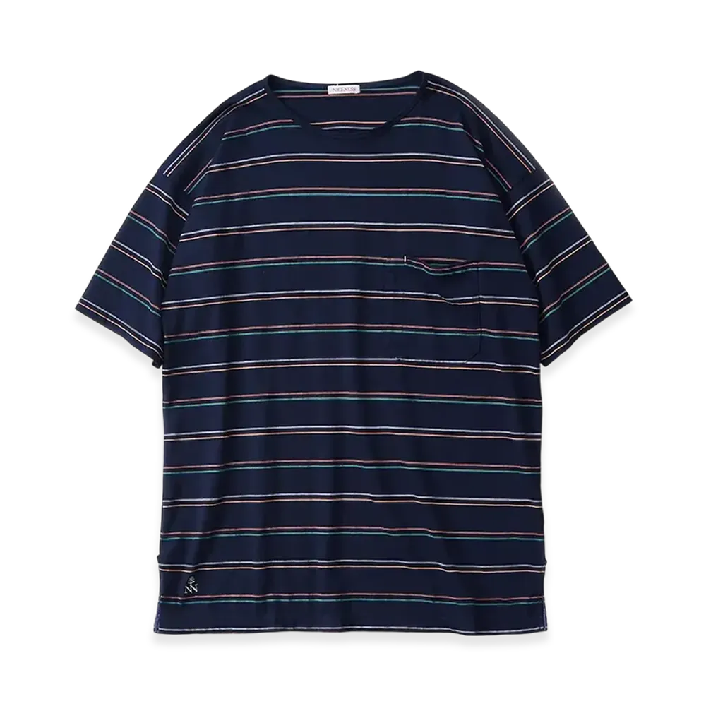 NICENESS M.Sandin Pocket T Shirt Short Sleeve - Multi Stripe "Navy"
