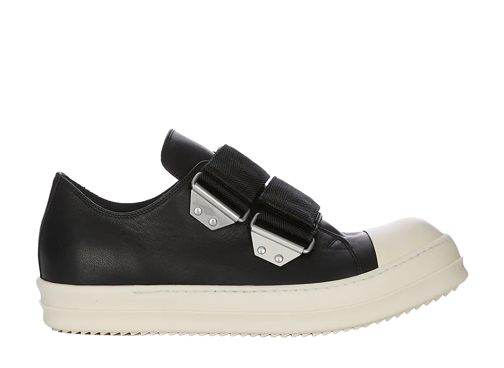 Rick Owens SS26 Strap Low Sneaks Leather "Black/Milk"