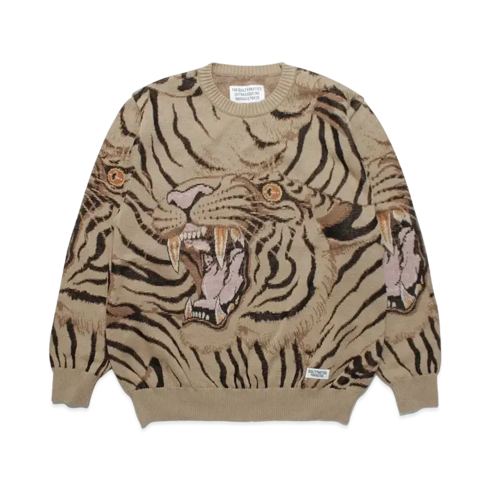 WACKO MARIA TIM LEHI / KNIT JAQUARD SWEATER "Beige"