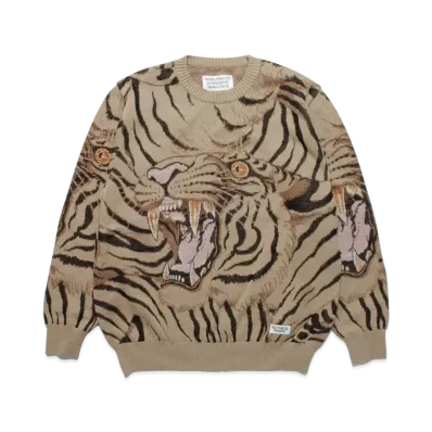WACKO MARIA TIM LEHI / KNIT JAQUARD SWEATER "Beige"