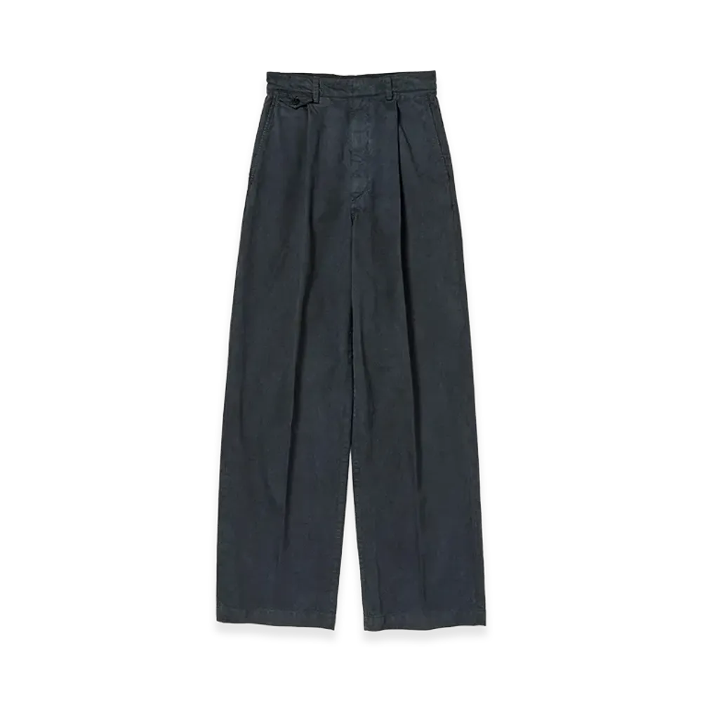 AURALEE Garment-Dyed Finx Light Chino One-Tuck Wide Pants "Black"