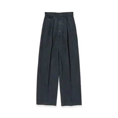 AURALEE Garment-Dyed Finx Light Chino One-Tuck Wide Pants "Black"