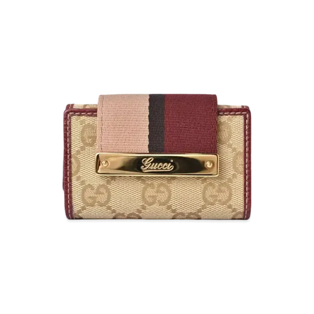 GUCCI Strap 6 Key Case GG Canvas "Red"