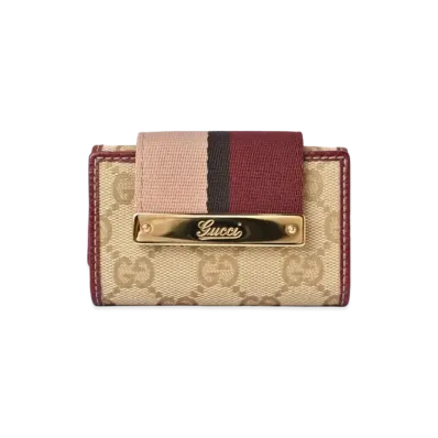GUCCI Strap 6 Key Case GG Canvas "Red"