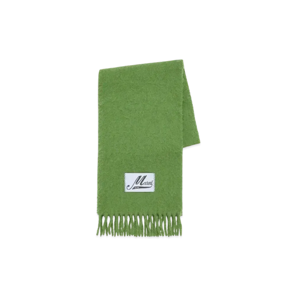 Marni Brushed Alpaca Scarf with Fringes "Kiwi"