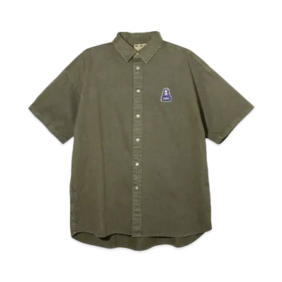 X-Girl Face Pigment Dyed S/S Shirt "Olive"