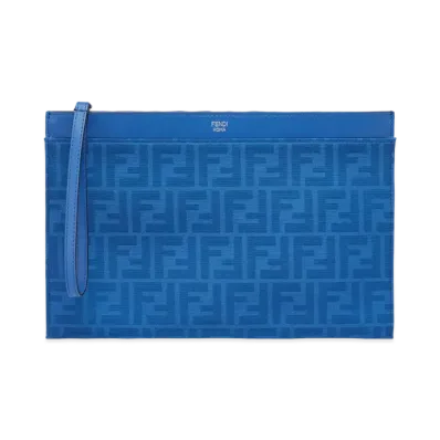 FENDI FF Jacquard Flat Pouch Medium "Blue"