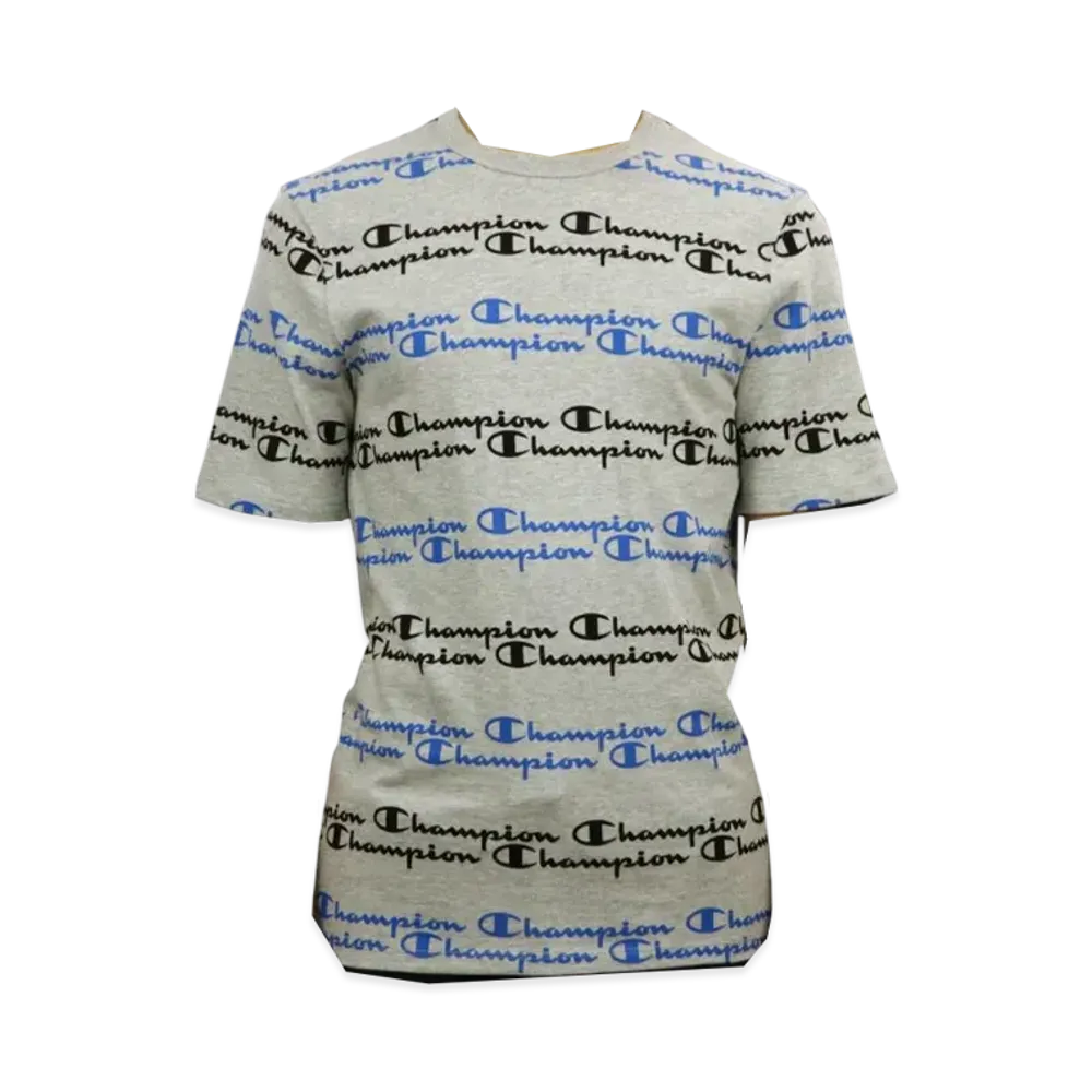 Champion Heritage Tee All Over Script "Grey/Navy"